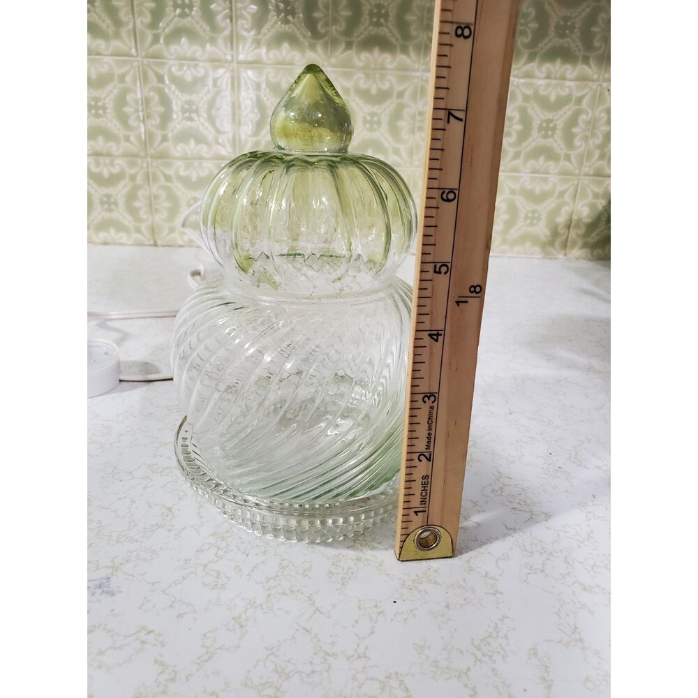 Varby Green Glass Globe Table Lamp Vintage Scandinavian Design 7" Tall - Picture 7 of 9